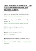 CFESA REFRIGERATION CERTIFICATION 7 2026 ACTUAL EXAM PAPER QUESTIONS WITH SOLUTIONS GRADED A&period;pdf&NewLine;&NewLine;