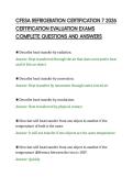 CFESA REFRIGERATION CERTIFICATION 7 2026 CERTIFICATION EVALUATION EXAMS COMPLETE QUESTIONS AND ANSWERS