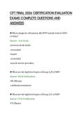 CFT FINAL 2026 CERTIFICATION EVALUATION EXAMS COMPLETE QUESTIONS AND ANSWERS&period;