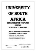 Machine Learning &lpar;COS4852&rpar; - Complete Assignment 1 Solution&colon; Boolean Functions&comma; KNN&comma; Decision Trees & ID3 Algorithm &vert; Graded A&plus; &vert; UNISA