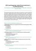 EPA Lead Inspector Actual Exam &ndash; Environmental Protection Agency &lpar;EPA&rpar; &sol; TSCA Section 402 &ndash; 2026&sol;2027 Academic Year &ndash; Verified Questions and Answers