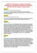 ACQ1010 Fundamentals of Systems Acquistion&NewLine;Management comprehensive Questions and Answers&NewLine;with 100&percnt; Correct Answers &vert; Latest Version