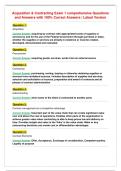 Acquisition & Contracting Exam 1 comprehensive Questions&NewLine;and Answers with 100&percnt; Correct Answers &vert; Latest Version
