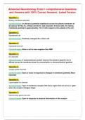 Advanced Neurobiology Exam 1 comprehensive Questions&NewLine;and Answers with 100&percnt; Correct Answers &vert; Latest Version