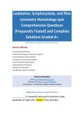 Leukemias&comma; lymphocytosis&comma; and flow cytometry Hematology quiz Comprehensive Questions &lpar;Frequently Tested&rpar; and Complete Solutions Graded A&plus;