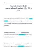 Colorado Mental Health&NewLine;Jurisprudence Exam&vert; certified Q&A&NewLine;2026&NewLine;