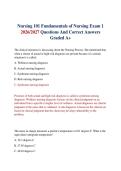 Nursing 101 Fundamentals of Nursing Exam 1 2026&sol;2027 Questions And Correct Answers Graded A&plus;