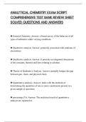 ANALYTICAL CHEMISTRY EXAM SCRIPT&NewLine;COMPREHENSIVE TEST BANK REVIEW SHEET&NewLine;SOLVED QUESTIONS AND ANSWERS