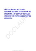 UHC CERTIFICATION 2 LATEST VERSIONS 2025-2026 ACTUAL EXAM 200 QUESTIONS AND CORRECT DETAILED ANSWERS WITH RATIONALES &lpar;VERIFIED ANSWERS&rpar; 