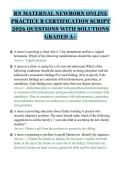 RN MATERNAL NEWBORN ONLINE&NewLine;PRACTICE B CERTIFICATION SCRIPT&NewLine;2026 QUESTIONS WITH SOLUTIONS&NewLine;GRADED A&plus;&NewLine;