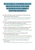 RN MATERNAL NEWBORN ONLINE&NewLine;PRACTICE B FINAL TEST 2026&NewLine;QUESTIONS WITH CORRECT&NewLine;ANSWERS GRADED A&plus;&NewLine;