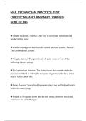 NAIL TECHNICIAN PRACTICE TEST&NewLine;QUESTIONS AND ANSWERS VERIFIED&NewLine;SOLUTIONS