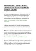 RN VATI NURSING CARE OF CHILDREN C&NewLine;UPDATED ACTUAL EXAM QUESTIONS AND&NewLine;CORRECT ANSWERS&NewLine;