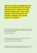 LEHNE&rsquo;S PHARMACOTHERAPEUTICS &NewLine;FOR ADVANCED PRACTICE NURSES &NewLine;AND PHYSICIAN ASSISTANTS &lpar;2ND &NewLine;EDITION ROSENTHAL TEST BANK&rpar; &NewLine;2026&sol;2027 WITH QUESTIONS AND &NewLine;EXPERT-VERIFIED SOLUTIONS &vert; &NewLine;ALREADY GRADED A&plus;