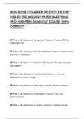 AQA GCSE COMBINED SCIENCE TRILOGY&NewLine;HIGHER TIER BIOLOGY PAPER QUESTIONS&NewLine;AND ANSWERS 2026&sol;2027 SOLVED 100&percnt;&NewLine;CORRECT