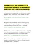 RN LEADERSHIP ONLINE PRACTICE A&NewLine;FINAL PRACTICE PAPER 2026 COMPLETE&NewLine;QUESTIONS AND SOLUTIONS GRADED A&plus;&NewLine;
