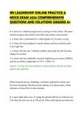 RN LEADERSHIP ONLINE PRACTICE A&NewLine;MOCK EXAM 2026 COMPREHENSIVE&NewLine;QUESTIONS AND SOLUTIONS GRADED A&plus;&NewLine;