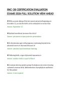 RNC OB CERTIFICATION EVALUATION&NewLine;EXAMS 2026 FULL SOLUTION VIEW AHEAD&NewLine;