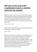 RNFA 2026 ACTUAL EXAM SCRIPT&NewLine;COMPREHENSIVE SURGICAL ASSISTANT&NewLine;QUESTIONS AND ANSWERS&NewLine;