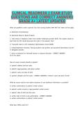 CLINICAL READINESS 2 EXAM STUDY &NewLine;QUESTIONS AND CORRECT ANSWERS &NewLine;GRADE A&plus; LATEST UPDATED 