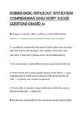 ROBBINS BASIC PATHOLOGY 10TH EDITION&NewLine;COMPREHENSIVE EXAM SCRIPT SOLVED&NewLine;QUESTIONS GRADED A&plus;&NewLine;
