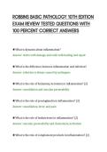ROBBINS BASIC PATHOLOGY 10TH EDITION&NewLine;EXAM REVIEW TESTED QUESTIONS WITH&NewLine;100 PERCENT CORRECT ANSWERS&NewLine;