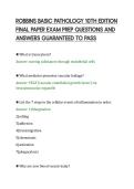 ROBBINS BASIC PATHOLOGY 10TH EDITION&NewLine;FINAL PAPER EXAM PREP QUESTIONS AND&NewLine;ANSWERS GUARANTEED TO PASS