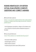 RODAKS HEMATOLOGY 6TH EDITION&NewLine;ACTUAL EXAM UPDATED COMPLETE&NewLine;QUESTIONS AND CORRECT ANSWERS&NewLine;