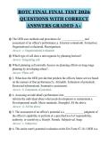 ROTC FINAL FINAL TEST 2026&NewLine;QUESTIONS WITH CORRECT&NewLine;ANSWERS GRADED A&plus;&NewLine;