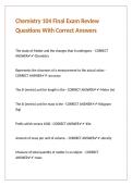 Chemistry 104 Final Exam Review Questions With Correct Answers