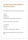 AMT RMA Practice D Exam Questions With Correct Answers