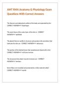 AMT RMA Anatomy & Physiology Exam Questions With Correct Answers