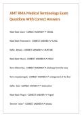 AMT RMA Medical Terminology Exam Questions With Correct Answers