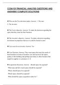 CCIM 101 FINANCIAL ANALYSIS QUESTIONS AND&NewLine;ANSWERS COMPLETE SOLUTIONS