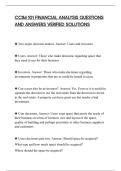 CCIM 101 FINANCIAL ANALYSIS QUESTIONS&NewLine;AND ANSWERS VERIFIED SOLUTIONS