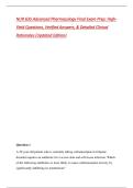 NUR 635 Advanced Pharmacology Final Exam Prep&colon; High-Yield Questions&comma; Verified Answers&comma; & Detailed Clinical Rationales &lpar;Updated Edition&rpar;