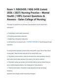 Exam 1&colon; NSG3450 &sol; NSG 3450 &lpar;Latest &NewLine;2026 &sol; 2027&rpar; Nursing Practice &ndash; Mental &NewLine;Health &vert; 100&percnt; Correct Questions & &NewLine;Answers - Galen College of Nursing&period;