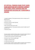 ATI CRITICAL THINKING EXAM&sol; STUDY GUIDE&colon; EXAM QUESTIONS WITH VERIFIED CORRECT SOLUTIONS LATEST UPDATED 2026 FOR GUARANTEED SUCCESS GET YOURS NOW A&plus; GRADED