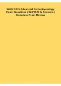 WGU D115 Advanced Pathophysiology Exam Questions & Answers Complete Exam Review 2026&sol; 2027