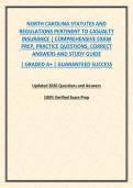 NORTH CAROLINA STATUTES AND REGULATIONS PERTINENT TO CASUALTY INSURANCE &vert; COMPREHENSIVE STUDY GUIDE&comma; PRACTICE QUESTIONS&comma; CORRECT ANSWERS AND EXAM PREP