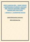 NORTH CAROLINA MPJE &ndash; PARISH VERSION &vert; COMPREHENSIVE PHARMACY LAW EXAM PREP&comma; PRACTICE QUESTIONS&comma; CORRECT ANSWERS AND STUDY GUIDE