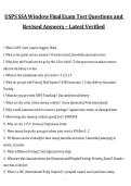 USPS SSA Window Final Exam &ndash; Test Questions and Revised Answers &vert; Verified Postal Service Study Guide 2027&sol;2028