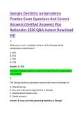 Georgia Dentistry Jurisprudence &NewLine;Practice Exam Questions And Correct &NewLine;Answers &lpar;Verified Answers&rpar; Plus &NewLine;Rationales 2026 Q&A Instant Download &NewLine;Pdf 