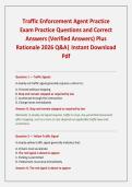 Traffic Enforcement Agent Practice Exam Practice Questions and Correct Answers &lpar;Verified Answers&rpar; Plus Rationale 2026 Q&A&vert; Instant Download Pdf