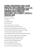 STERILE PROCESSING FINAL EXAM PRACTICE TEST CHAPTERS 1&comma; 2&comma; 3&comma; 4&comma; 5&comma; 6&comma; 8&comma; 10&comma; 11&comma; 12&comma; 13 QUESTIONS AND ANSWERS WITH COMPLETE SOLUTIONS 100&percnt; CORRECT RATED A&plus; UPDATED 2026