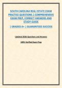 SOUTH CAROLINA REAL ESTATE EXAM PRACTICE QUESTIONS &vert; COMPREHENSIVE EXAM PREP&comma; CORRECT ANSWERS AND STUDY GUIDE