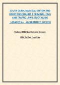 SOUTH CAROLINA LEGAL SYSTEM AND COURT PROCEDURES &vert; CRIMINAL&comma; CIVIL AND TRAFFIC LAWS STUDY GUIDE