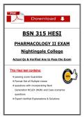 BSN 315 Exam 2 &ndash; Pharmacology II Nightingale College &lpar;2026&sol;2027&rpar; Actual Questions & Answers to Pass the Exam &lpar;100&percnt; Verified&rpar;