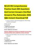 NCLEX RN Comprehensive &NewLine;Practice Exam 005 Questions &NewLine;And Correct Answers &lpar;Verified &NewLine;Answers&rpar; Plus Rationales 2026 &NewLine;Q&A Instant Download Pdf