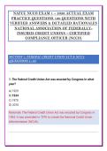 NAFCU NCCO EXAM 1 &ndash; 2026 ACTUAL EXAM &NewLine;PRACTICE QUESTIONS 100 QUESTIONS WITH &NewLine;VERIFIED ANSWERS & DETAILED RATIONALES &NewLine;NATIONAL ASSOCIATION OF FEDERALLY&NewLine;INSURED CREDIT UNIONS &ndash; CERTIFIED &NewLine;COMPLIANCE OFFICER &lpar;NCCO&rpar; 
